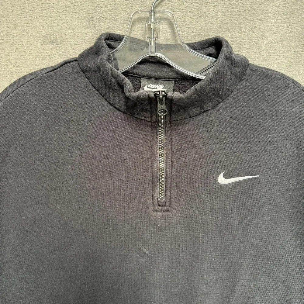 Nike Sweatshirt Mens Medium Black 1/4 Zip Fleece Pullover Swoosh Logo DC5424-010